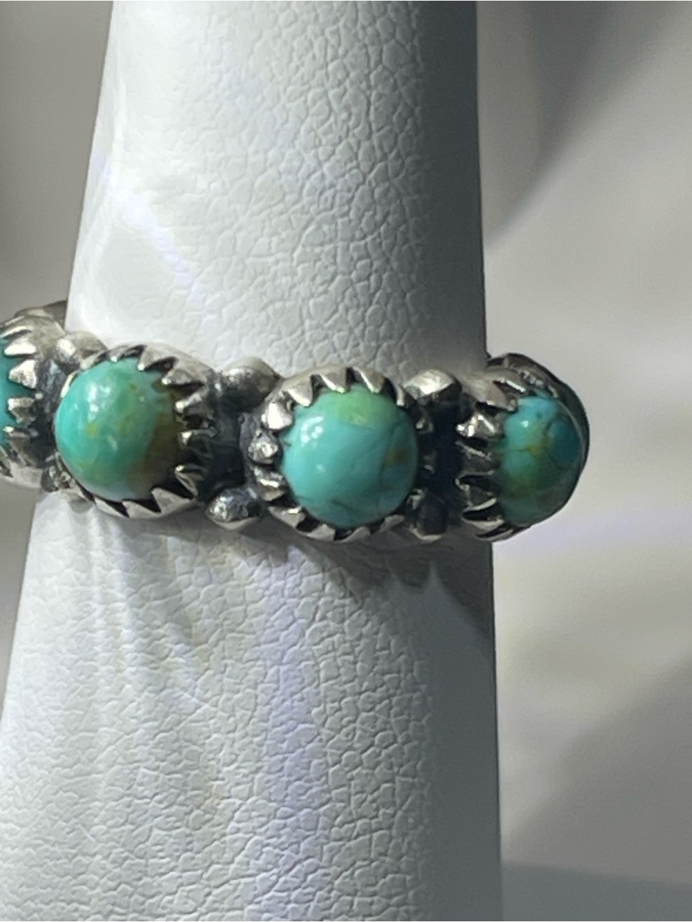 “Natural Kingman Turquoise” Eternity Band Ring Sz 6 -Nizhoni Stamped
